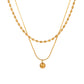simple style commute solid color titanium steel polishing plating 18k gold plated double layer necklaces
