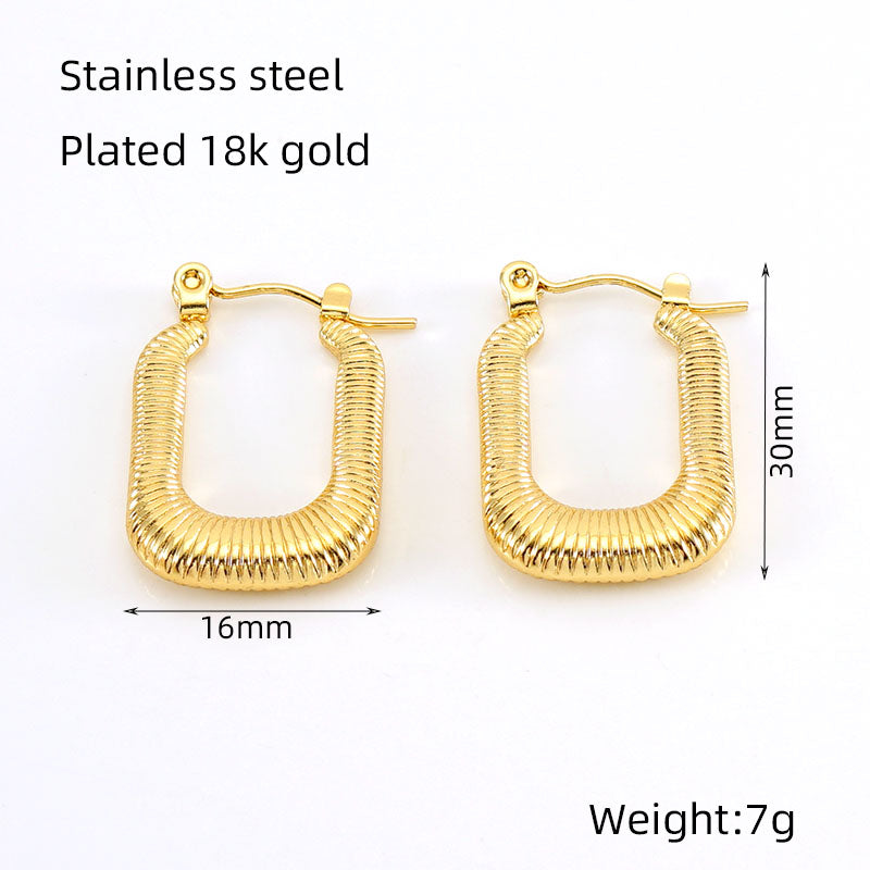 1 piece vintage style u shape semicircle round polishing plating stainless steel titanium steel 18k gold plated ear studs