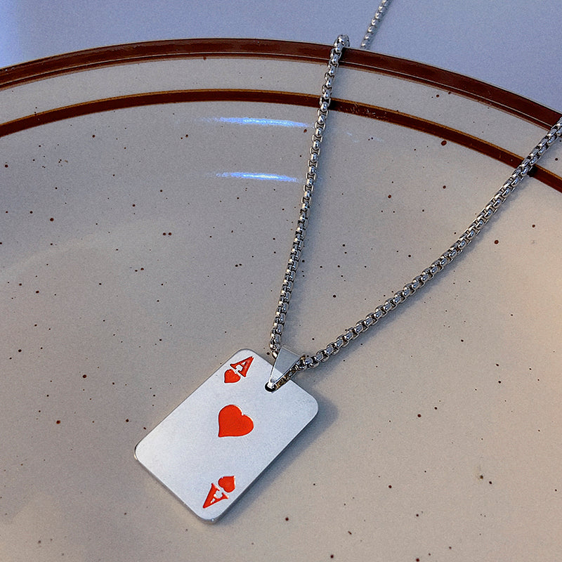 Hip-hop poker stainless steel plating pendant necklace 1 piece