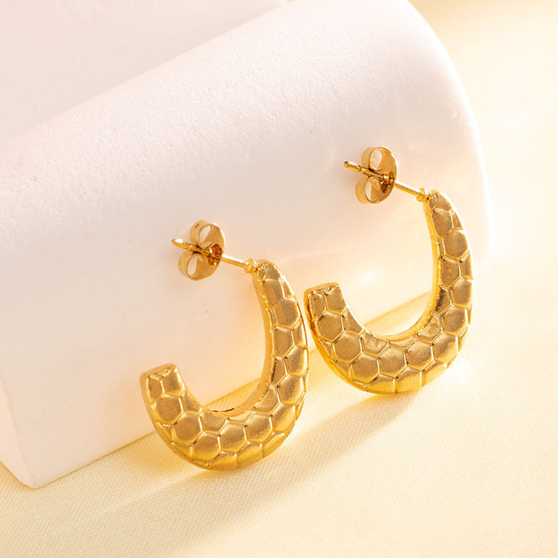 1 pair vintage style u shape geometric heart shape plating stainless steel hoop earrings