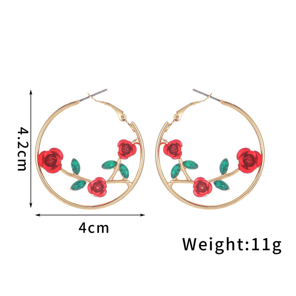 1 pair sweet flower plating zinc alloy 18k gold plated hoop earrings