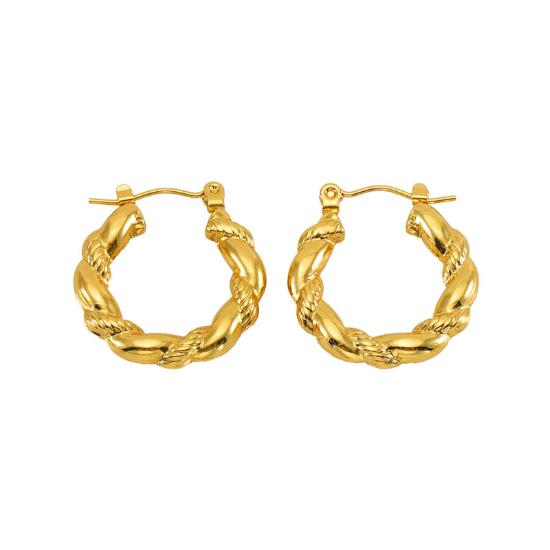 1 piece simple style classic style solid color polishing plating stainless steel titanium steel 18k gold plated earrings