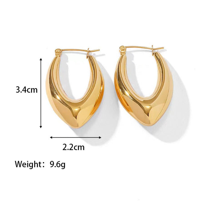 1 pair elegant water droplets heart shape titanium steel hoop earrings