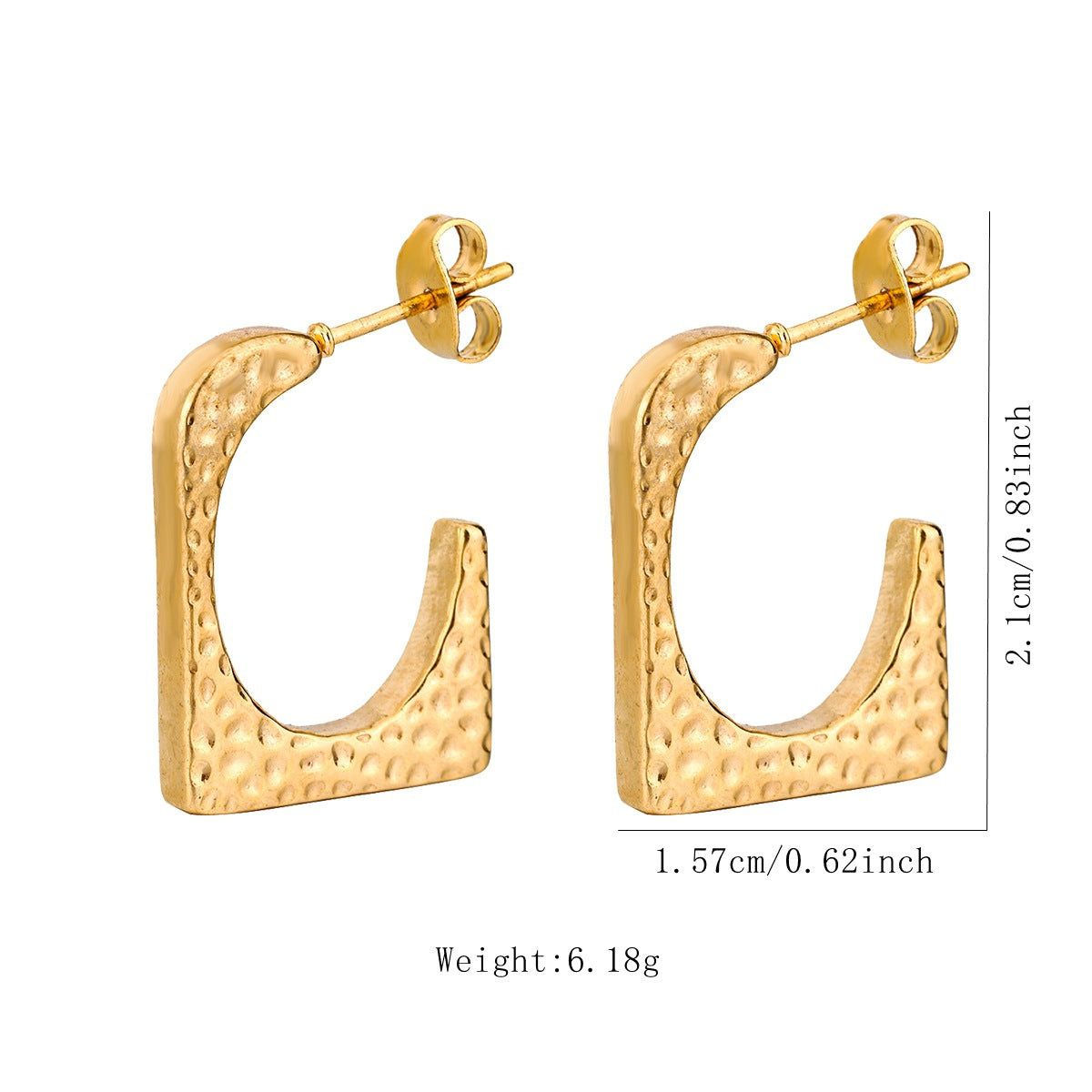 1 pair vintage style u shape geometric heart shape plating stainless steel hoop earrings