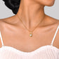 french style square stainless steel copper plating inlay zircon 18k gold plated pendant necklace
