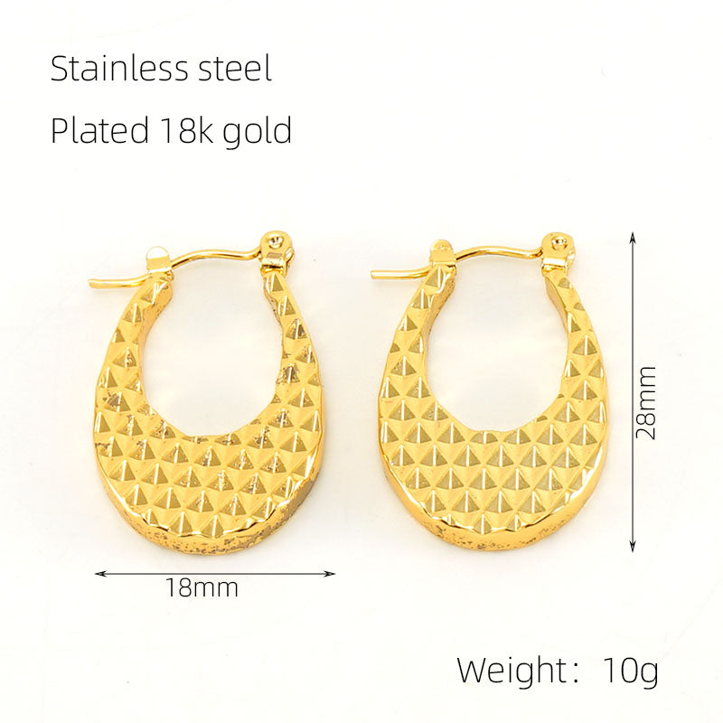 1 pair elegant u shape gold plated stainless steel earrings