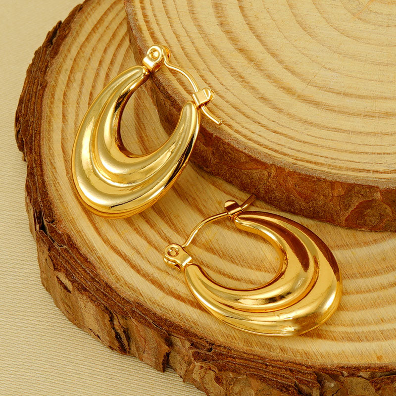 1 pair elegant u shape gold plated stainless steel earrings