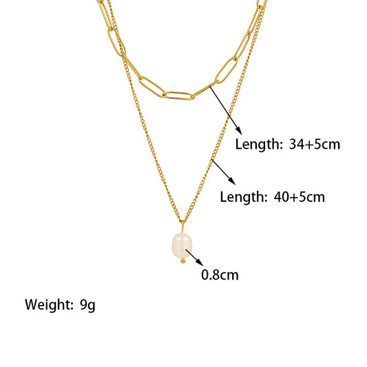 Vintage style british style geometric solid color titanium steel layered plating 18k gold plated pendant necklace