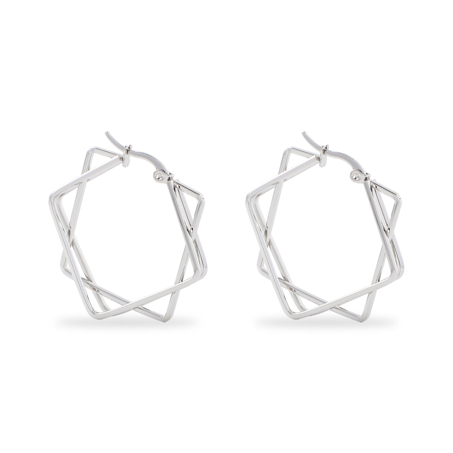 1 pair fashion geometric plating stainless steel earrings