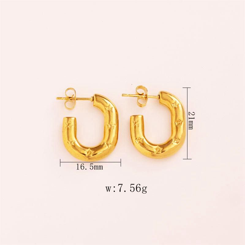 1 pair vintage style u shape geometric heart shape plating stainless steel hoop earrings