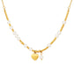 Simple style heart shape titanium steel beaded pendant necklace 1 piece
