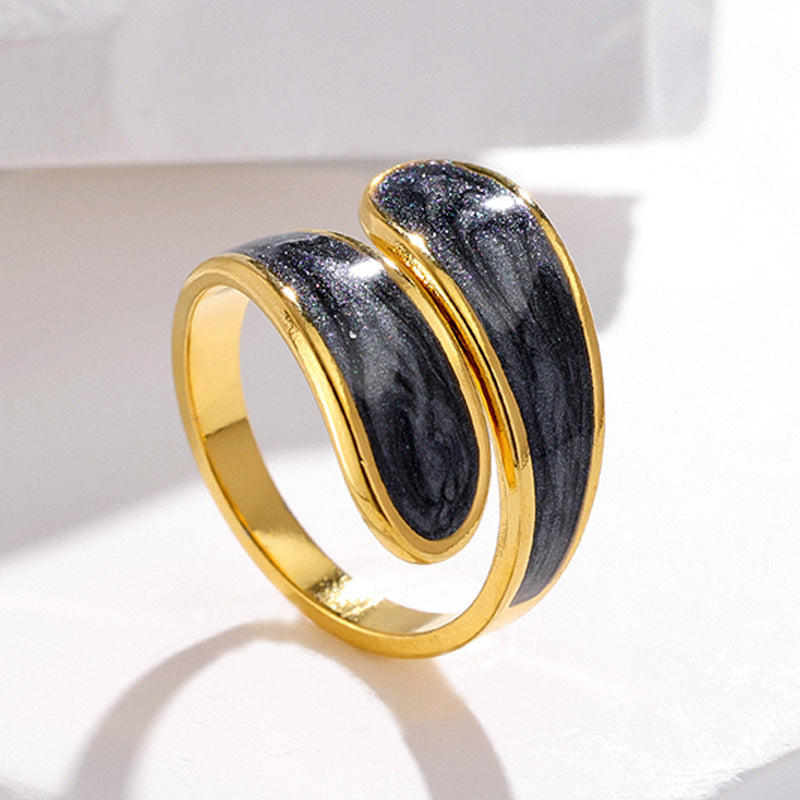 Fashion color block stainless steel plating open ring