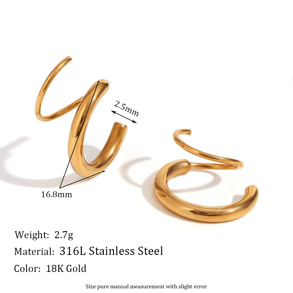 1 pair basic simple style classic style solid color plating stainless steel 18k gold plated ear studs