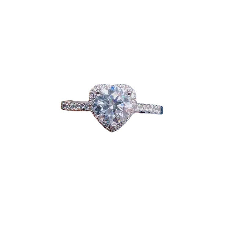 Fashion creative heart zircon alloy ring valentine's day gift