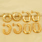 1 pair elegant square water droplets polishing plating stainless steel 18k gold plated earrings