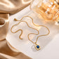 french style square stainless steel copper plating inlay zircon 18k gold plated pendant necklace