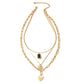 Layered female portrait alloy necklace gold heart-shaped pendant