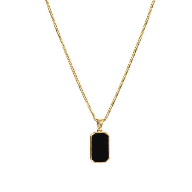 Simple style rectangle titanium steel plating 18k gold plated necklace