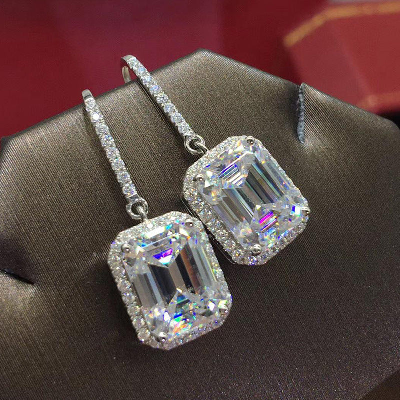 Korean simple retro alloy diamond geometric pendent earrings