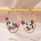 1 pair sweet flower plating zinc alloy 18k gold plated hoop earrings