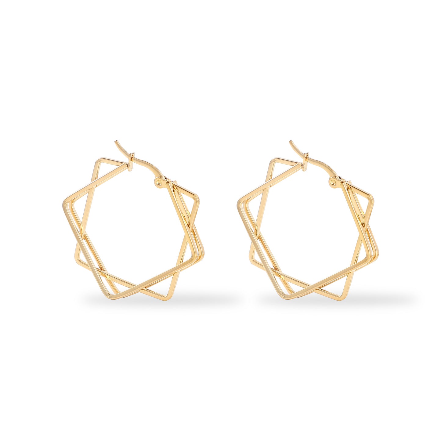 1 pair fashion geometric plating stainless steel earrings