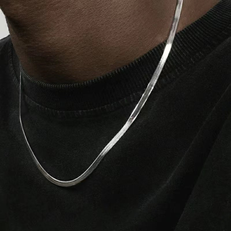 1 piece hip-hop solid color stainless steel titanium steel plating necklace