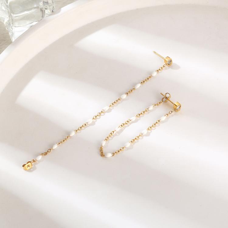 Ig style elegant simple style solid color stainless steel plating inlay zircon 18k gold plated drop earrings