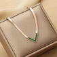 Fashion v shape titanium steel plating shell necklace