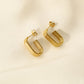 1 pair classic style solid color asymmetrical plating stainless steel 18k gold plated drop earrings