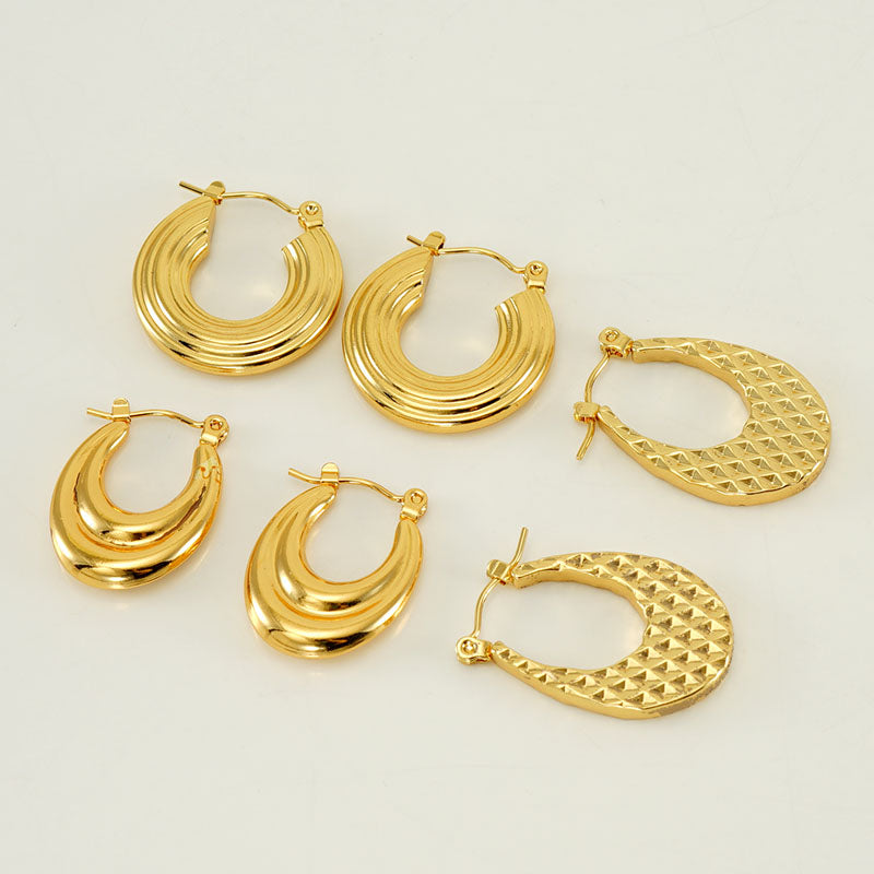 1 pair elegant u shape gold plated stainless steel earrings